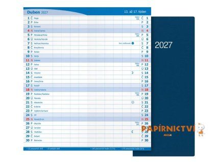 Diář 2027 M101/PVC měsíční modrý