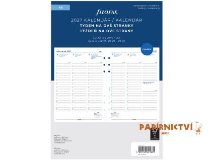 Kalendář 2027 A5, týden/2 str, linky, ČJ+SJ