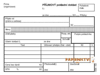 Příjmový pokladní doklad NCR/53