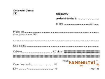 Příjmový pokladní doklad - jednoduchý/48